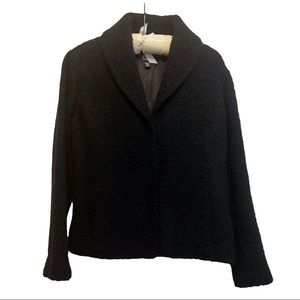 Eileen Fisher Black Wool Blend Boucle Minimalist Wool Jacket Size XS
